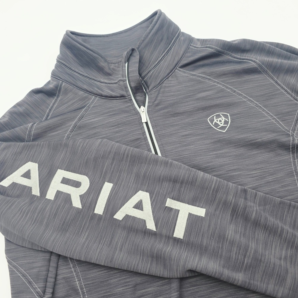Ariat Tek Men XLCold Series Quarter Zip Pullover Gray Space Dye Fleece Logo